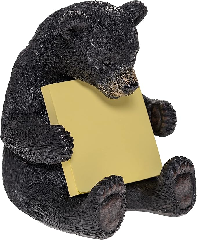 Pine Ridge Black Bear Post It Note Holder, Colorful Post-It Notes Dispenser, Rustic Wildlife Office Accessories Tabletop Decor