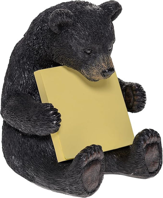 Pine Ridge Black Bear Post It Note Holder, Colorful Post-It Notes Dispenser, Rustic Wildlife Office Accessories Tabletop Decor