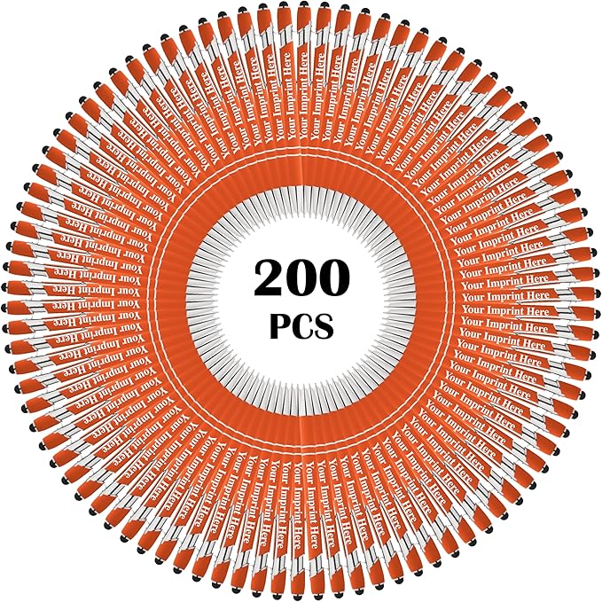 Up to 500 Pcs Custom Pens Bulk | Rainbow of Colors | Soft-Touch Metal Black Ink Personalized with Name or Message (Orange, 200 pcs)