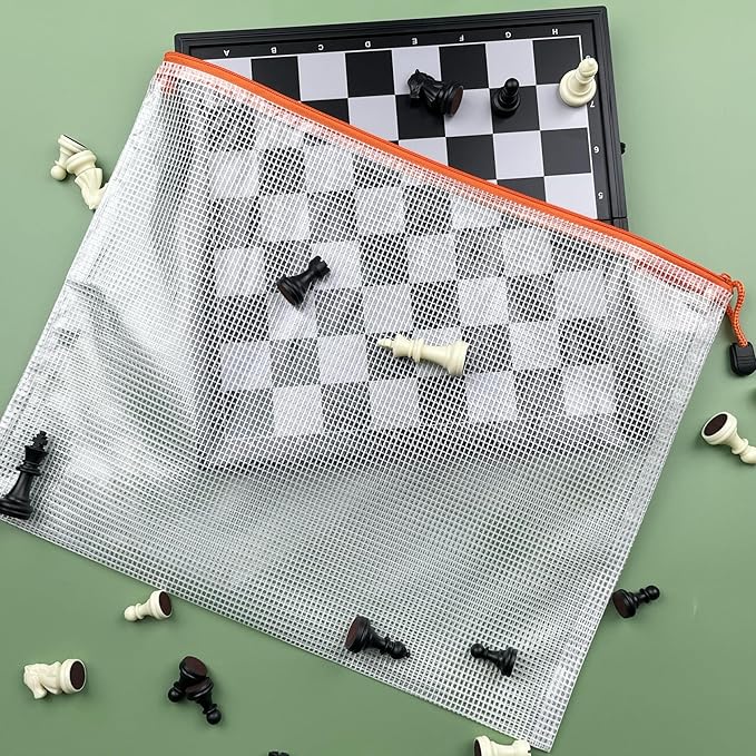 Oaimyy-18 Pcs, Large Mesh Zipper Pouch Document Folders Bag Plastic Zip File Folders for Office Supplies,Travel,Puzzles Games Organizing Storage,Classroom Board Game Organization (9 * 12, inches)