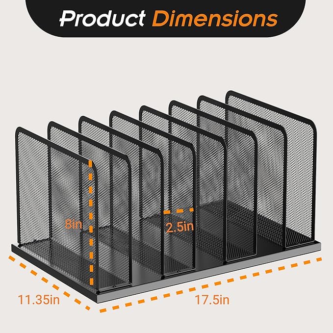 Kuntine.B Desk File Organizer 7 Upright Mesh Desktop Organizer File Sorter Office Organization File Holder for Home, Office & Classroom