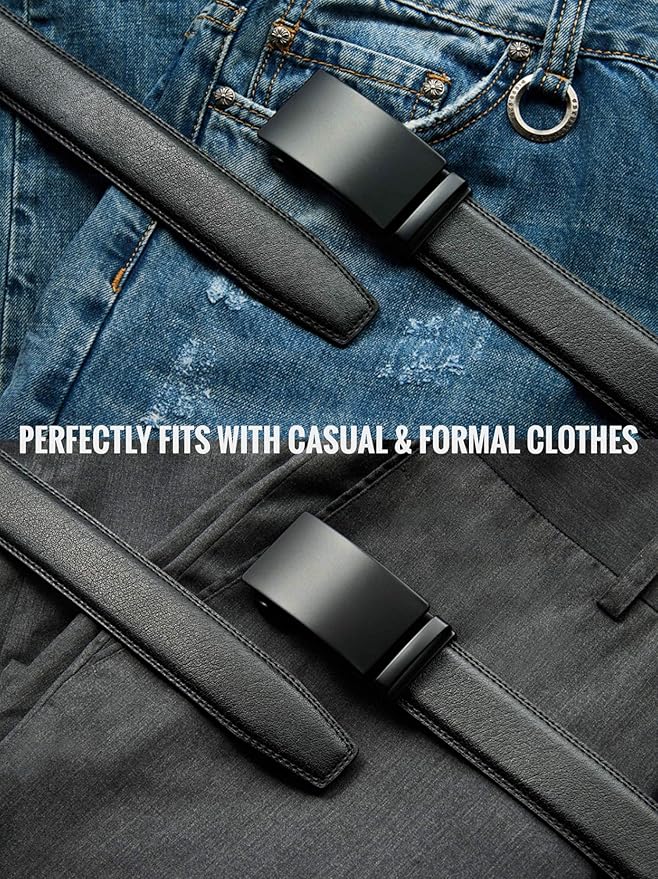 CHAOREN Mens Belt - Mens Ratchet Belt Leather 1 3/8" for Dress Pant - Micro Adjustable Belt Fit Everywhere