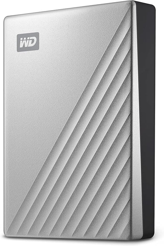 WD 4TB My Passport Ultra, Silver, Portable External Hard Drive, backup software with defense against ransomware, and password protection, USB-C and USB 3.1 - WDBFTM0040BSL-WESN