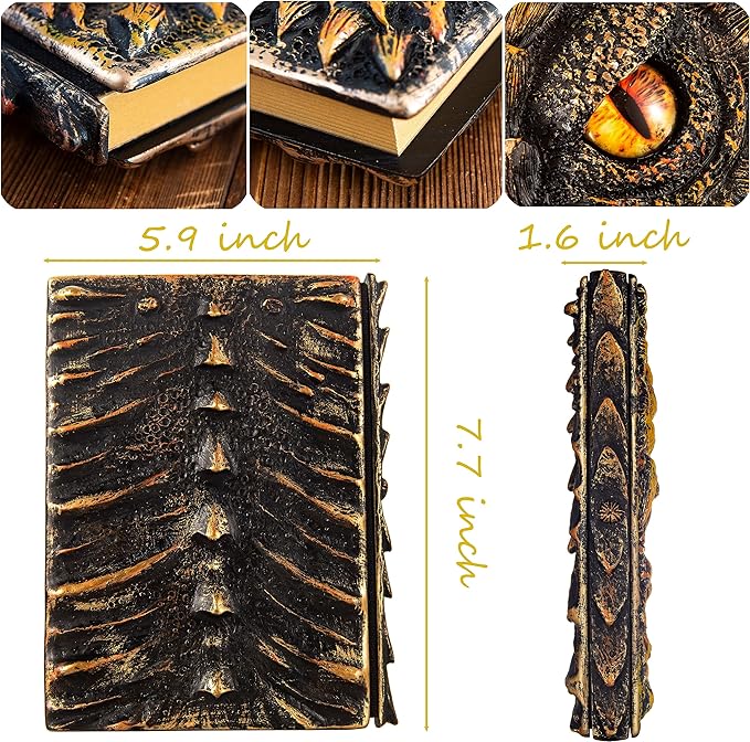 3D Dragon Eye Embossed Journal,Resin Engraving Notebook,Dnd notebook for Dragon Lovers ，Blank Paper,Hardcover Travel Notepad for Writing,Sketchbook,Collection,Gift,Decoration A4 and A5 Size (A5-Gold