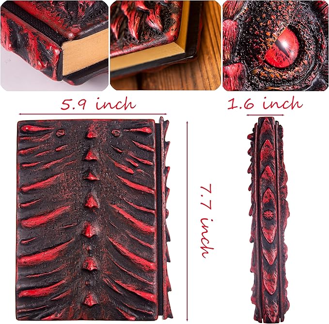 3D Dragon Eye Embossed Journal,Resin Engraving Notebook,Dnd notebook for Dragon Lovers ，Blank Paper,Hardcover Travel Notepad for Writing,Sketchbook,Collection,Gift,Decoration A4 and A5 Size (A5-Red)