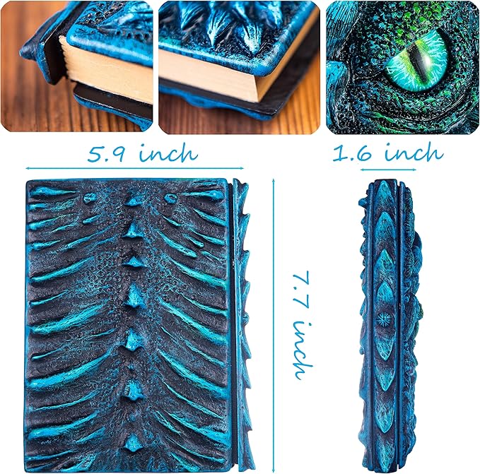 3D Dragon Eye Embossed Journal,Resin Engraving Notebook,Dnd notebook for Dragon Lovers ，Blank Paper,Hardcover Travel Notepad for Writing,Sketchbook,Collection,Gift,Decoration A4 and A5 Size (A5-Blue)