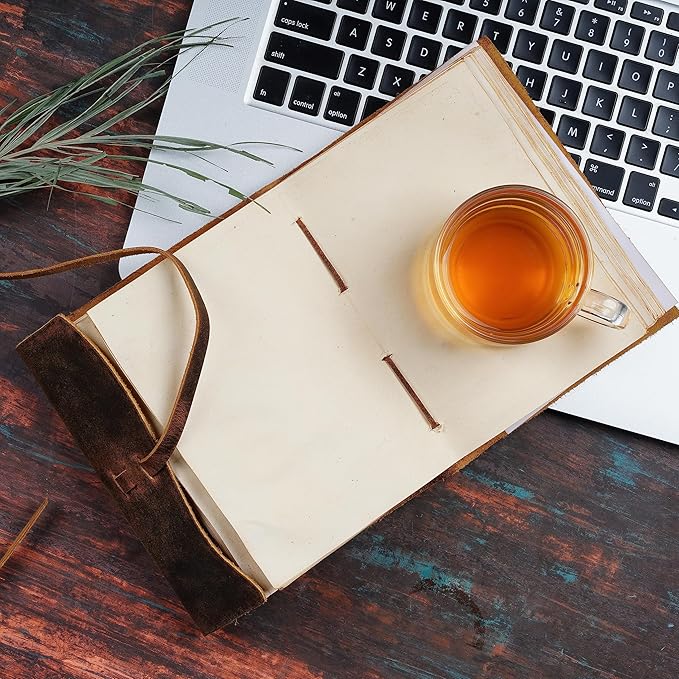 LEATHER VILLAGE Leather Bound Journal - Dark Brown, 7"X5", 220 Pages - Vintage Blank Paper Diary for Writing, Drawing, Sketchbook, and Travel Notebook - Ideal for Women and Men