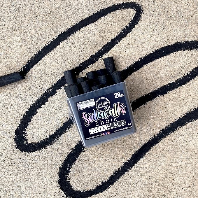 Loddie Doddie Black Sidewalk Chalk Bucket - 20 Count Jumbo Sticks Non-Toxic - Sidewalk Chalk For Kids & Outdoor Activities