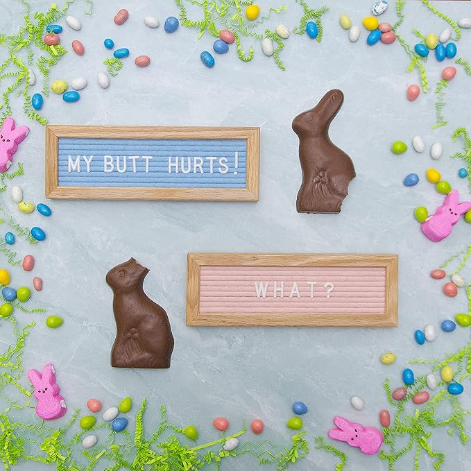 Felt Like Sharing Small Letter Board (Light Pink Felt - 10”x3.5”) – Changeable Message Board with 3 Sets of Felt Board Letters – Statement Wall Sign for Quotes, Home or Holiday Decor In Oak Frame