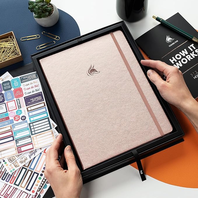 Clever Fox Hourly Planner PRO Premium – Undated Schedule Planner with Daily Time Slots – Personal Organizer Notebook for Time Management – Weekly & Monthly Life Journal, A4 size (Rose Gold)