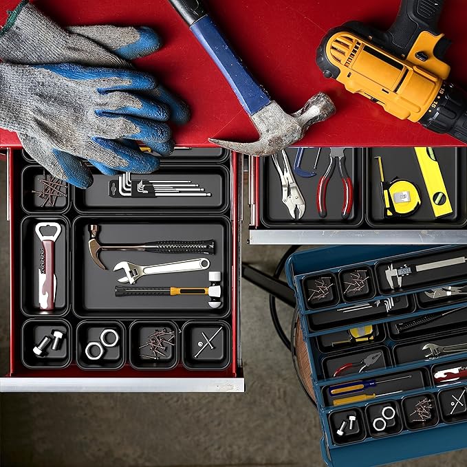 Simple Houseware Interlocking Desk Drawer Bins Organizer, 42 Packs, Black