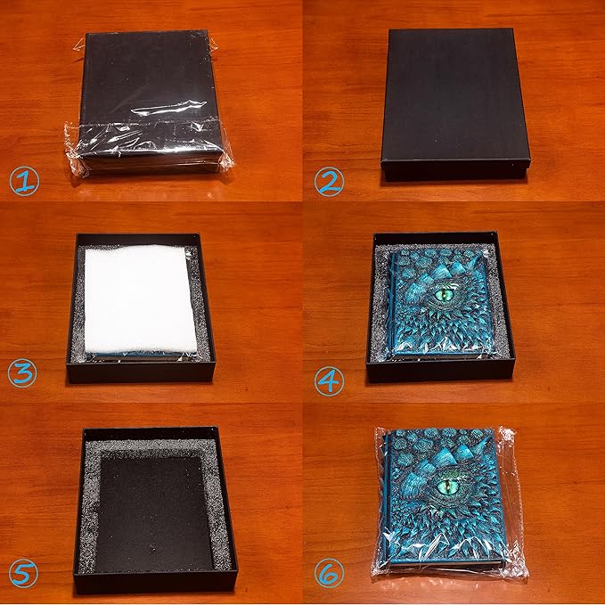 3D Dragon Eye Embossed Journal,Resin Engraving Notebook,Dnd notebook for Dragon Lovers ，Blank Paper,Hardcover Travel Notepad for Writing,Sketchbook,Collection,Gift,Decoration A4 and A5 Size (A5-Blue)