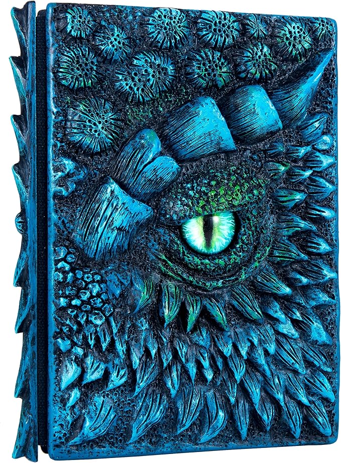 3D Dragon Eye Embossed Journal,Resin Engraving Notebook,Dnd notebook for Dragon Lovers ，Blank Paper,Hardcover Travel Notepad for Writing,Sketchbook,Collection,Gift,Decoration A4 and A5 Size (A5-Blue)