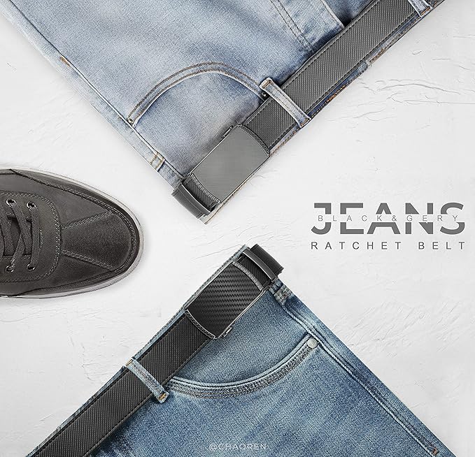 CHAOREN Leather Ratchet Belt Men 2 Pack - Customizable Fit, Effortless Style (35mm)