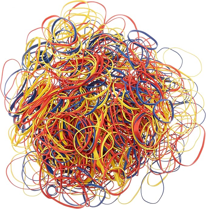 Amazon Basics Assorted Size and Color Rubber Bands, 0.5 lb.