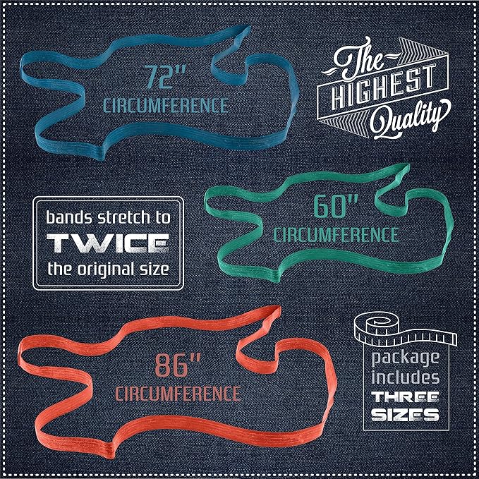 24 Pack Moving Blanket Rubber Bands - Heavy Duty Extra Large Packing Bands for Moving Blankets and Furniture - Variety of Sizes 26in, 30in & 42in - 24 Pack of Mover Bands - kitchentoolz